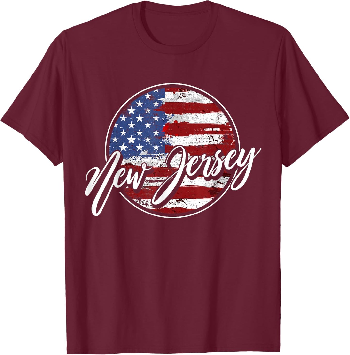 Retro & Retro USA New Jersey - Women's Classic Fit Black Short Sleeve - Small T-Shirt - T-Shirt | Maroon