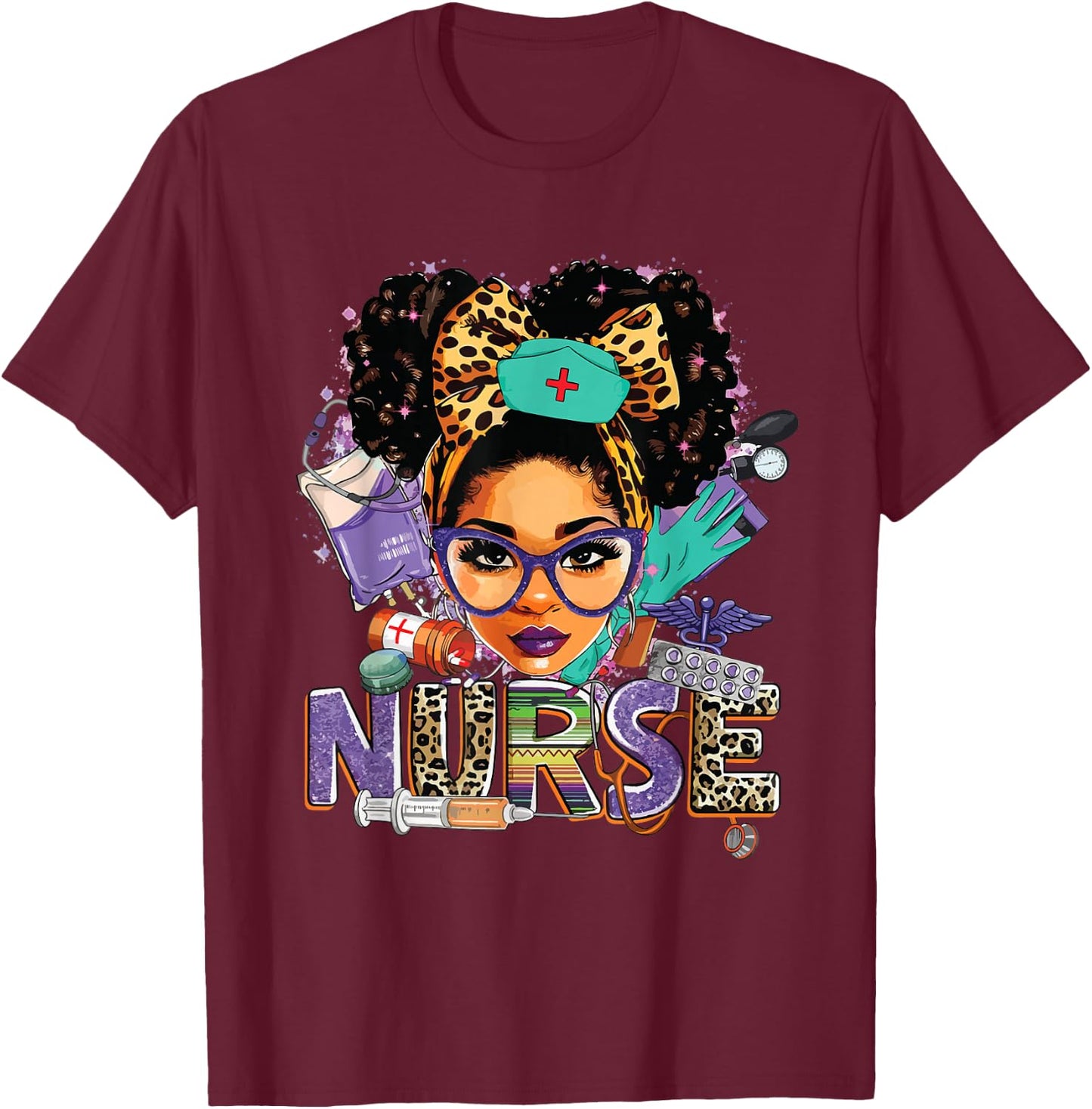 Black Strong Nurse Afro Love Melanin African American Women T-Shirt - T-Shirt | Maroon