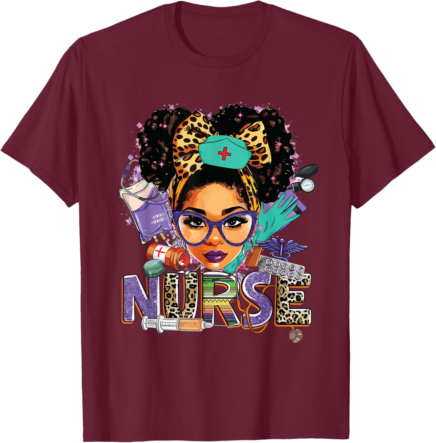 Black Strong Nurse Afro Love Melanin African American Women T-Shirt - T-Shirt | Maroon