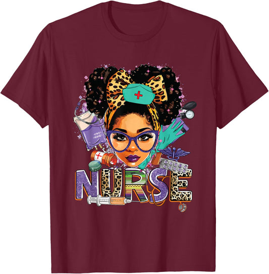 Black Strong Nurse Afro Love Melanin African American Women T-Shirt - T-Shirt | Maroon