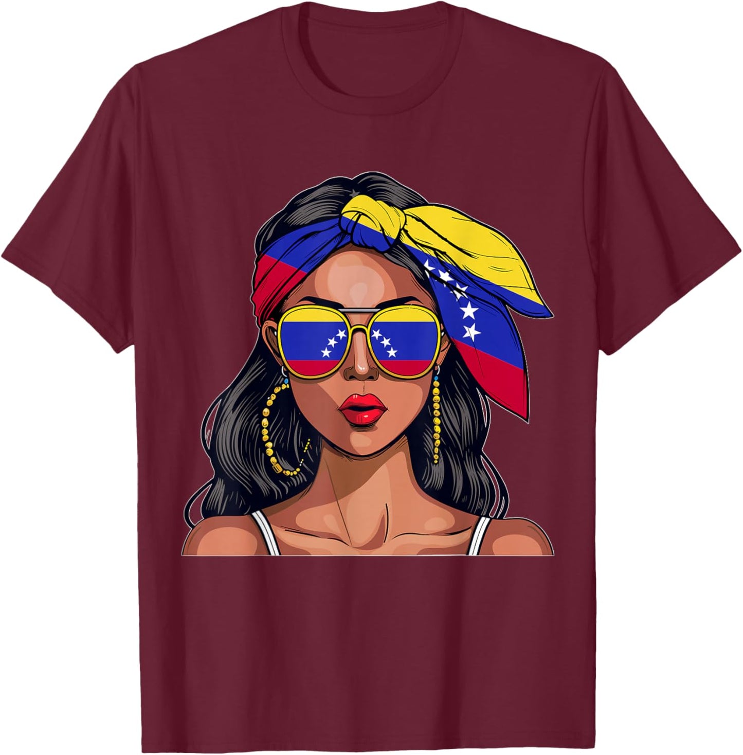 Venezuelana Souvenirs Products Woman Flag Uniform Venezuela T-Shirt - T-Shirt | Maroon