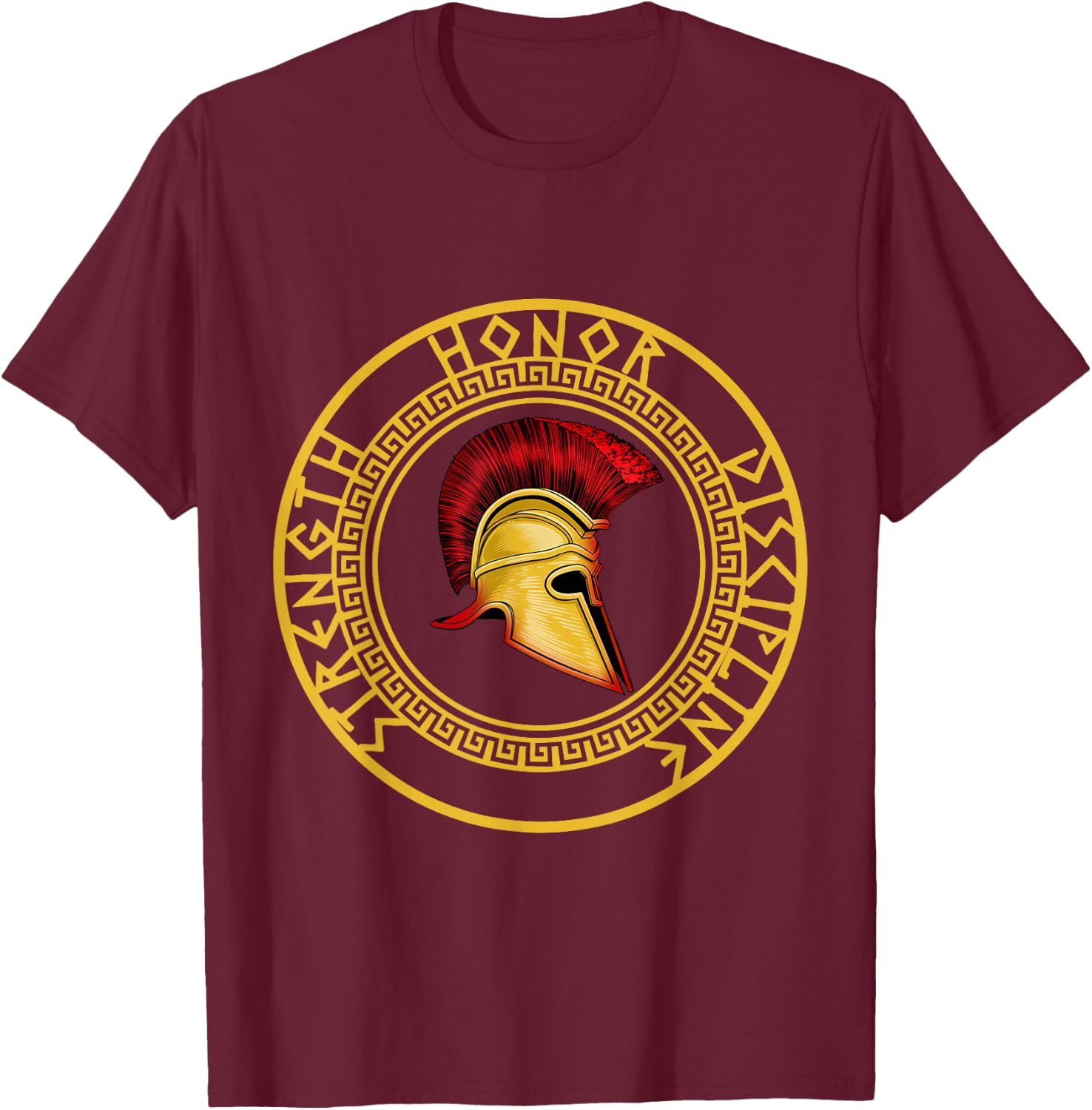 Strength Honor Discipline Fighter Soldier Spartan Sword T-Shirt - T-Shirt | Maroon