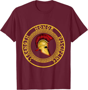 Strength Honor Discipline Fighter Soldier Spartan Sword T-Shirt - T-Shirt | Maroon