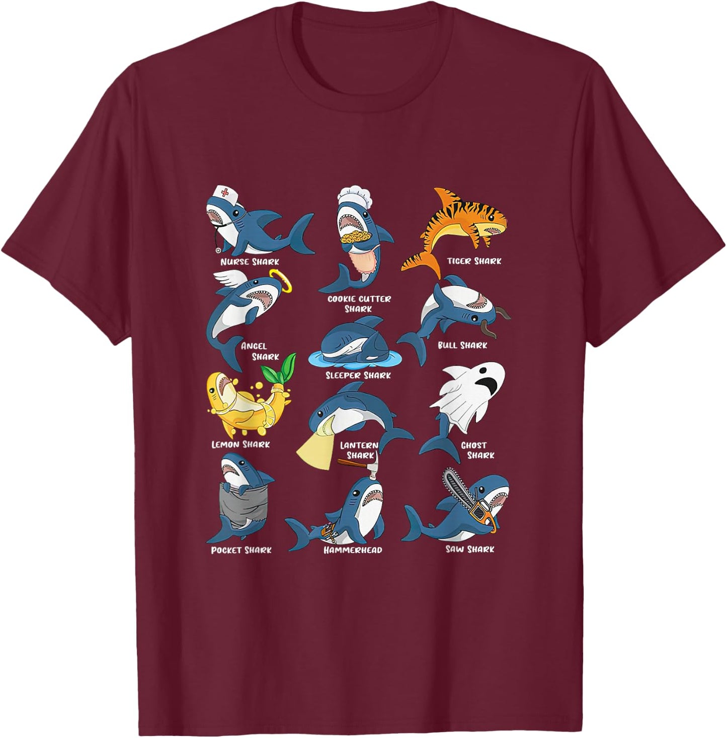 Nurse cookie cutter tiger angel sleeper bull saw funny shark T-Shirt - T-Shirt | Maroon