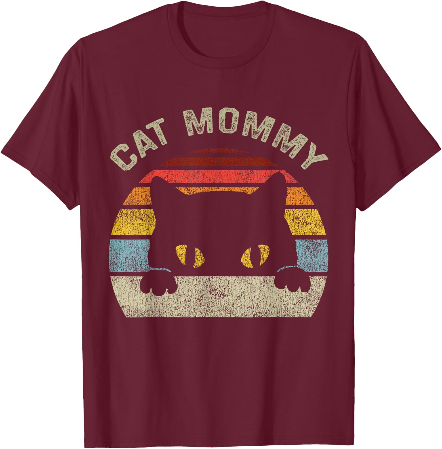 Cat Mommy Women Vintage Retro Black Cats Mom Mothers Day Small T-Shirt - T-Shirt | Maroon
