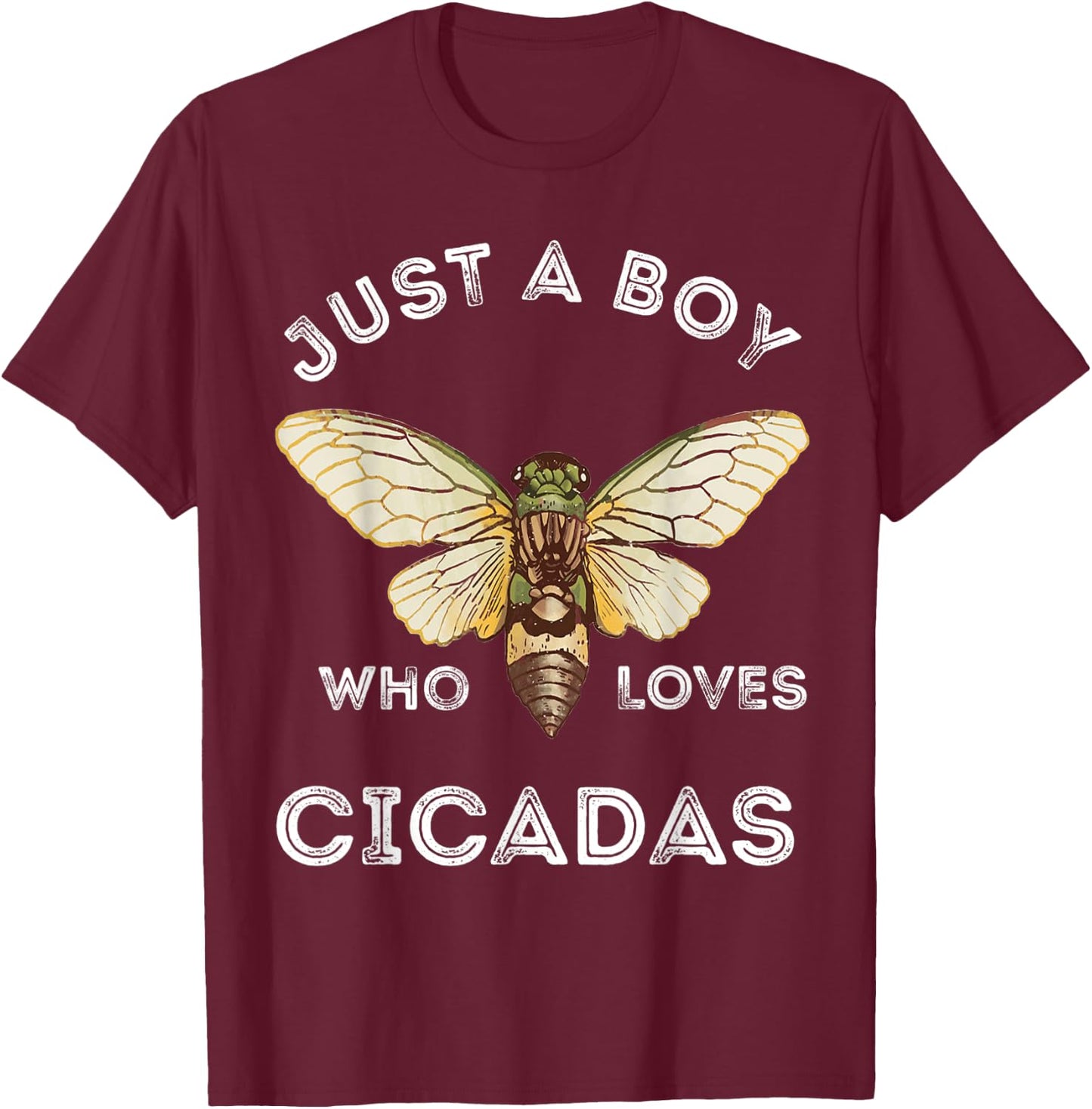 Just A Boy Who Loves Cicadas Insect Magicicada Bug Brood T-Shirt - T-Shirt | Maroon