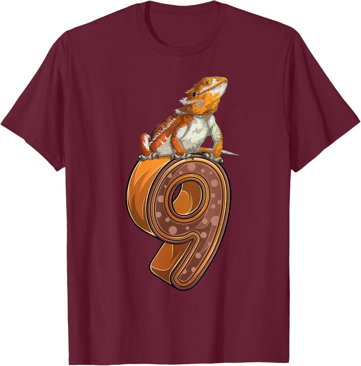 9 Year Old Bearded dragon Reptile 9th Birthday Party B-day T-Shirt - T-Shirt | Maroon
