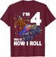 I'm 4 Bigfoot Sasquatch Monster Truck Kids 4th Birthday Boy T-Shirt - T-Shirt | Maroon