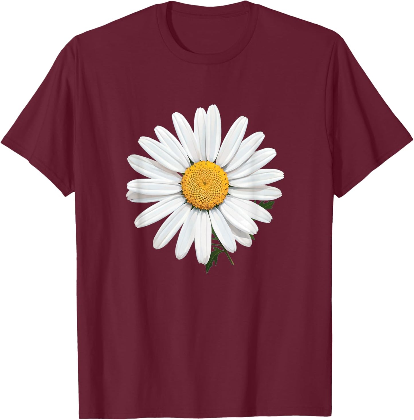 Nice White Daisies Flower T-Shirt - T-Shirt | Maroon