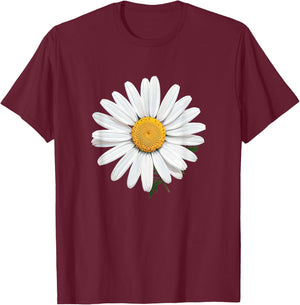 Nice White Daisies Flower T-Shirt - T-Shirt | Maroon