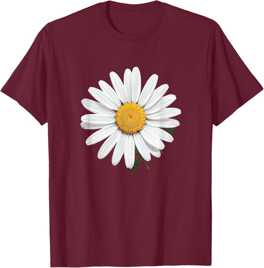 Nice White Daisies Flower T-Shirt - T-Shirt | Maroon