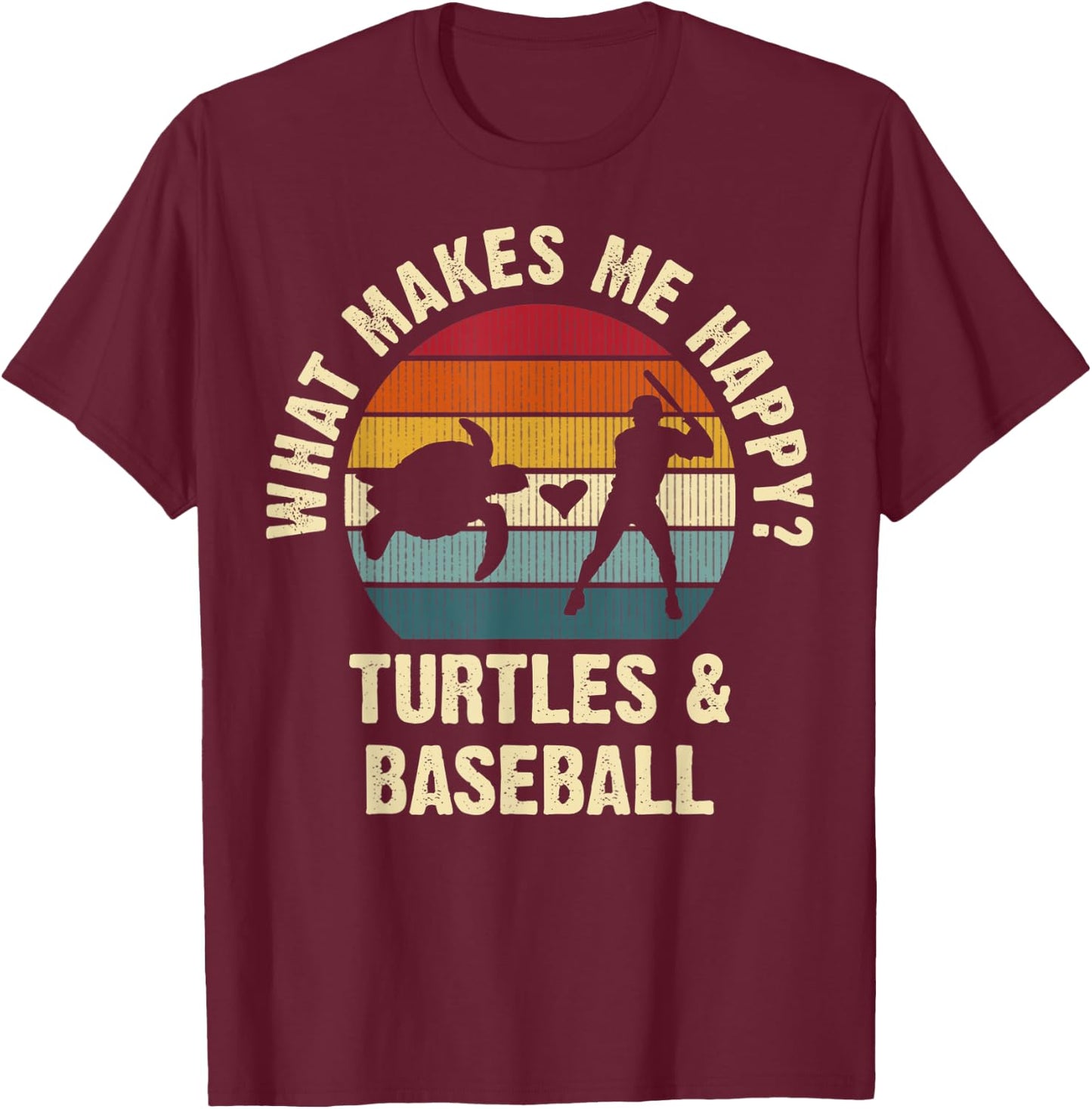 Baseball and Turtle Lovers Vintage Funny Pet Sports cute T-Shirt - T-Shirt | Maroon