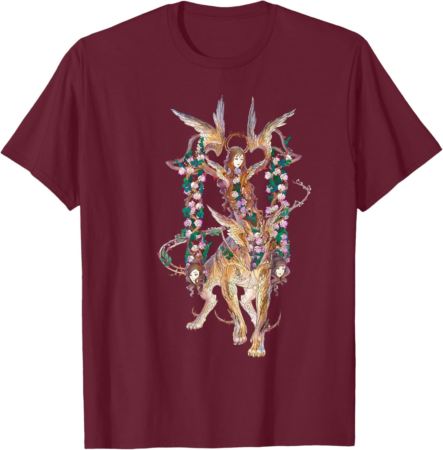 Fantasy art Greek Mythology Sphinx T-Shirt - T-Shirt | Maroon