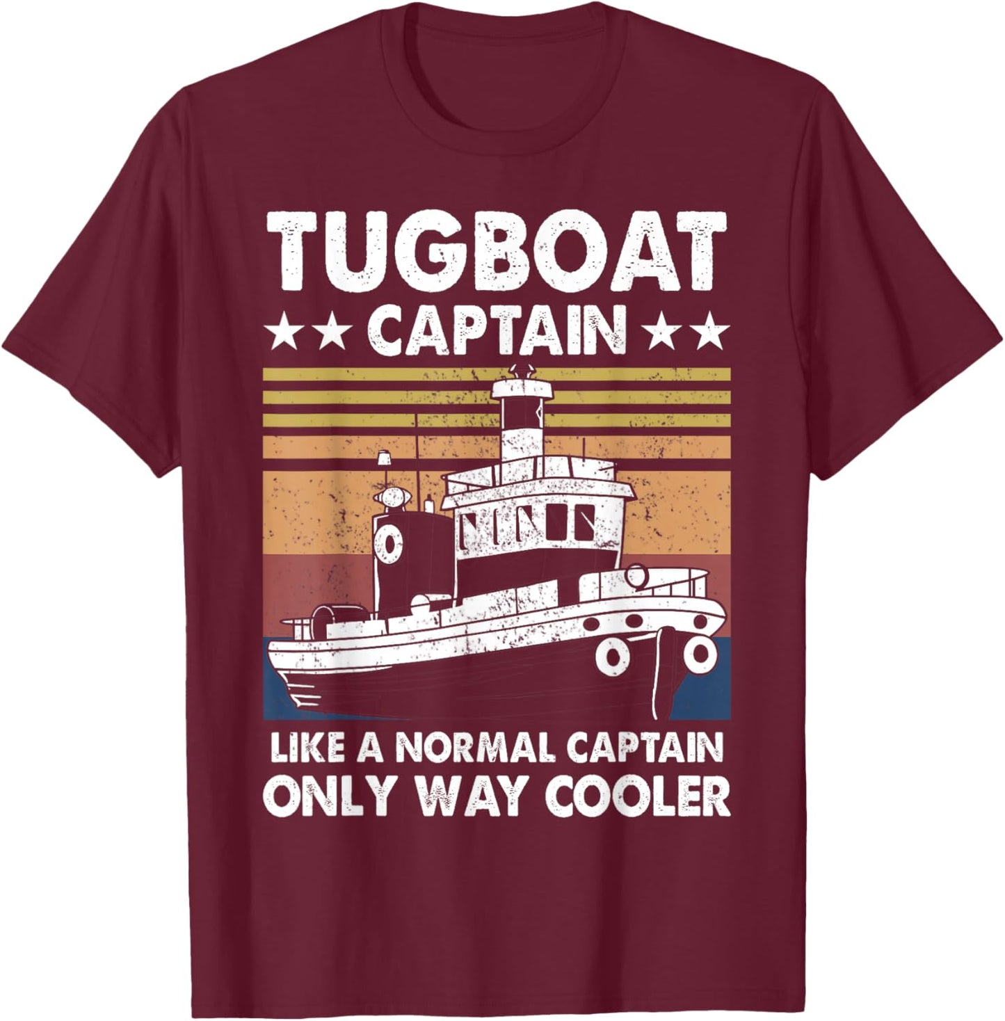 Tugboat Captain Retro Vintage Vessels Ship Tug Boat Pilot T-Shirt - T-Shirt | Maroon