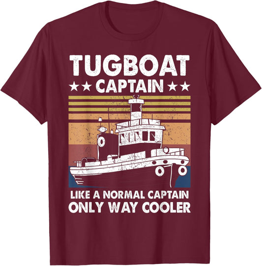 Tugboat Captain Retro Vintage Vessels Ship Tug Boat Pilot T-Shirt - T-Shirt | Maroon