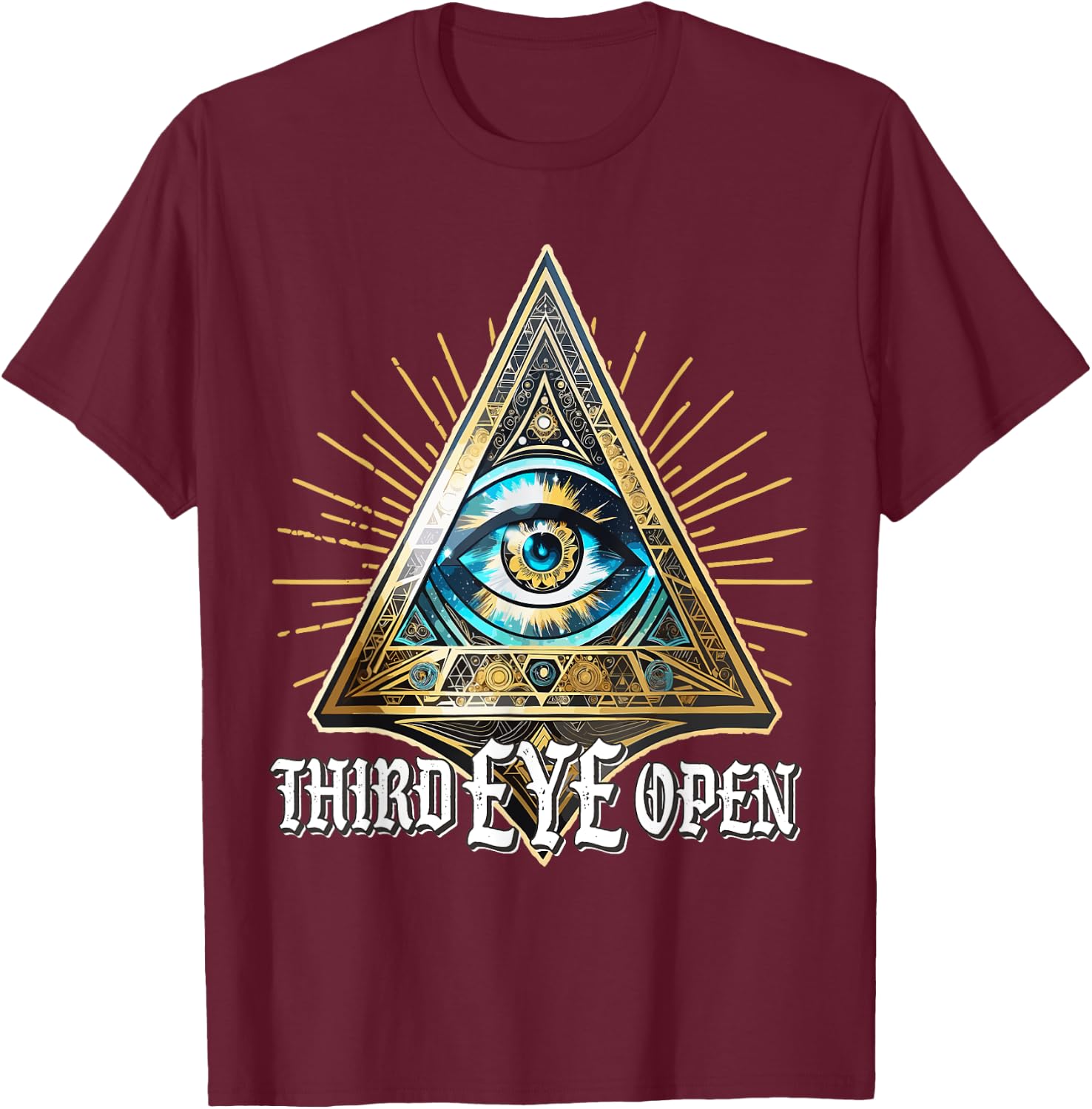 Spiritual Mystical Gaze - Streetwear All Seeing Third Eye T-Shirt - T-Shirt | Maroon