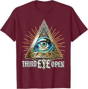 Spiritual Mystical Gaze - Streetwear All Seeing Third Eye T-Shirt - T-Shirt | Maroon