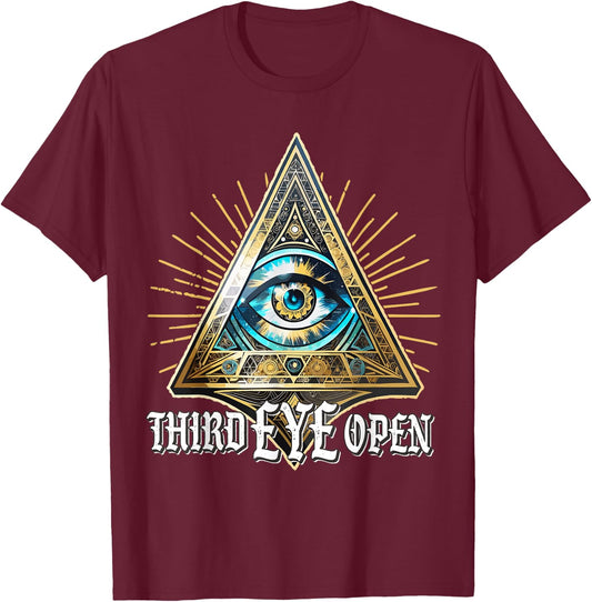 Spiritual Mystical Gaze - Streetwear All Seeing Third Eye T-Shirt - T-Shirt | Maroon