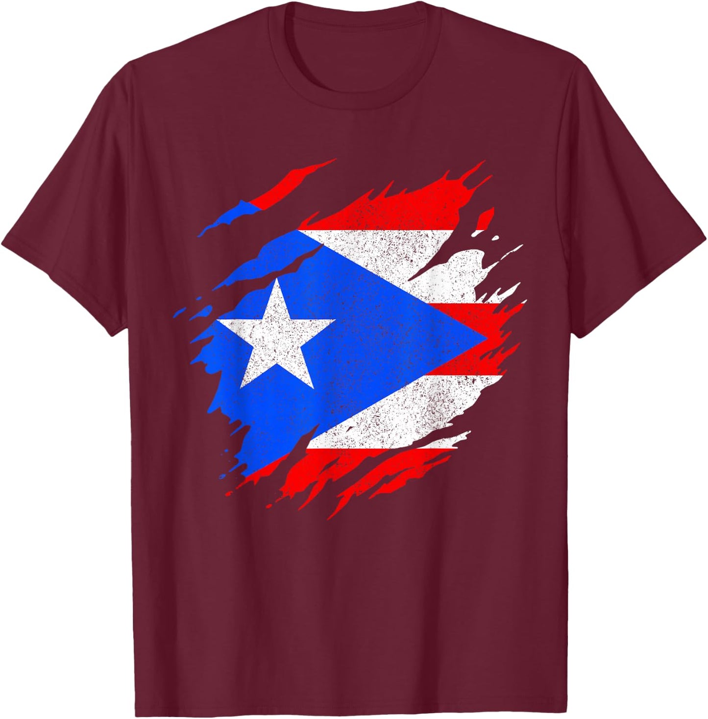 Puerto Rico Flag Vintage T-Shirt - T-Shirt | Maroon