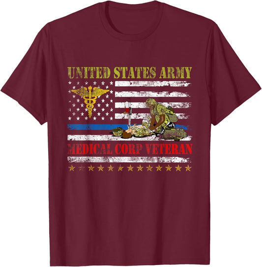 US Army Medical Corps Medic Training WW2 Veteran Vintage T-Shirt - T-Shirt | Maroon