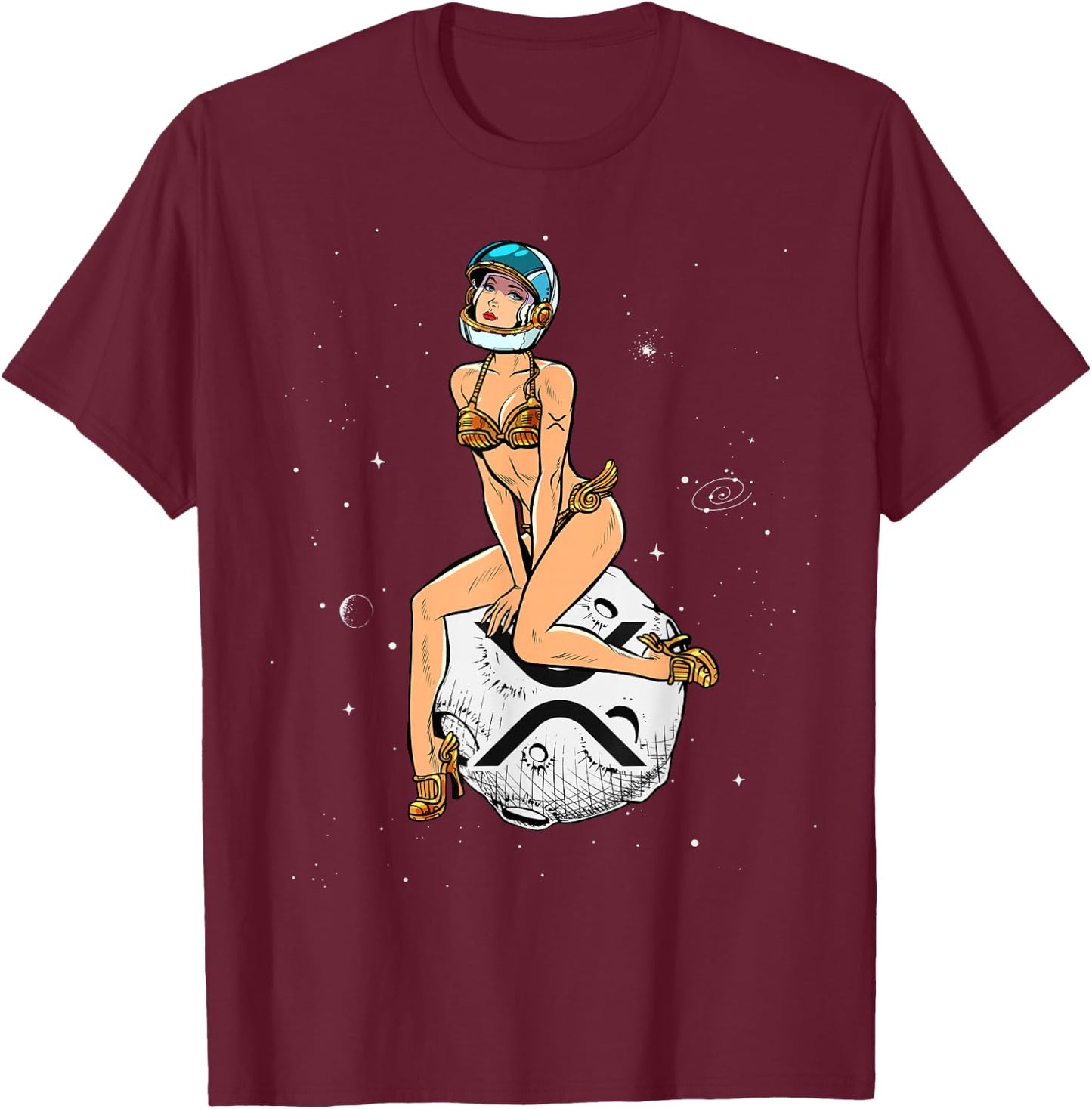 Cryptocurrency Pin-up Girl Hodling XRP Ripple Crypto Moon T-Shirt - T-Shirt | Maroon
