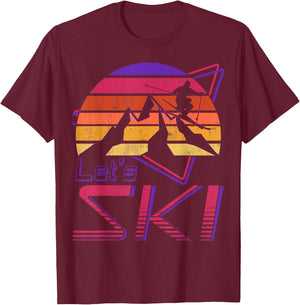 Retro Let's Ski Vintage 80s 90s Snow Skiing T-Shirt - T-Shirt | Maroon