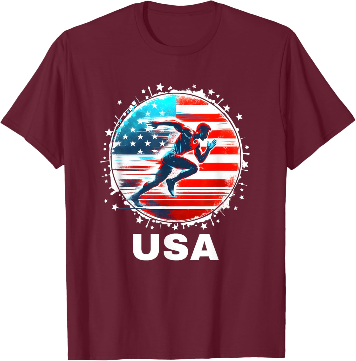 Track and Field USA Go USA USA Flag Track Field T-Shirt - T-Shirt | Maroon