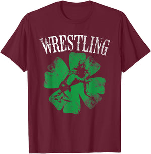 Irish American Flag Shamrock Wrestling St Patrick's Day Gift Women Kids Men T-Shirt - T-Shirt | Maroon