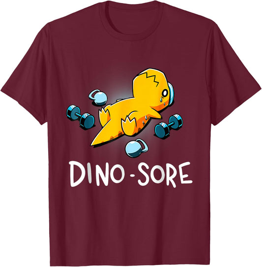 Funny Dinosaur Workout Gym Fitness Lifting, Cute Dino Sore T-Shirt - T-Shirt | Maroon