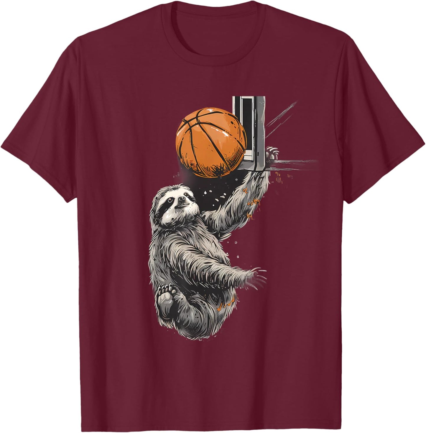 Basketball Sloth Basketball Hoop Basketball Lover Slam Dunk T-Shirt - T-Shirt | Maroon