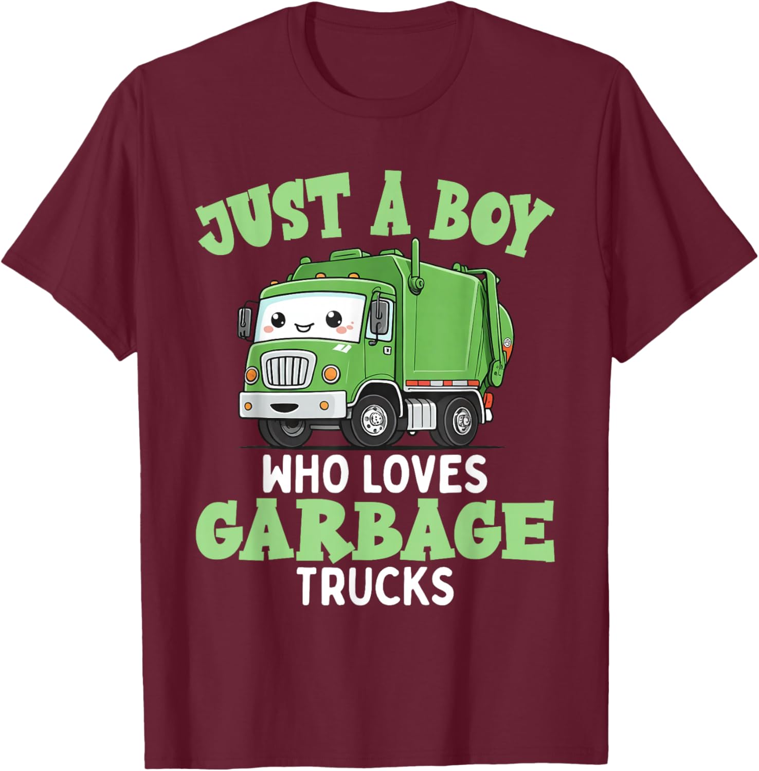 Kids A Boy Who Loves Garbage Trucks Birthday Party Toddlers T-Shirt - T-Shirt | Maroon