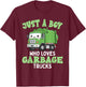 Kids A Boy Who Loves Garbage Trucks Birthday Party Toddlers T-Shirt - T-Shirt | Maroon