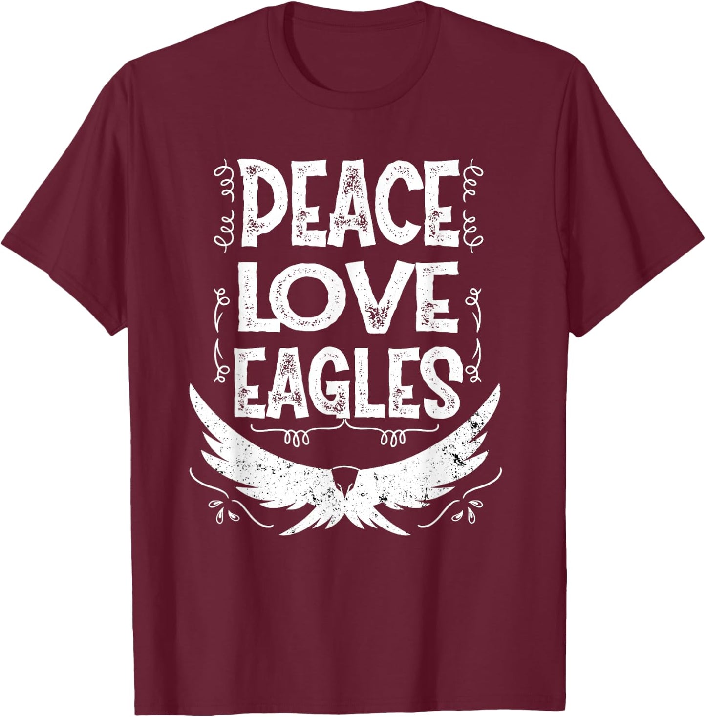 Peace Love Eagles Gift Bald Eagle T-Shirt - T-Shirt | Maroon