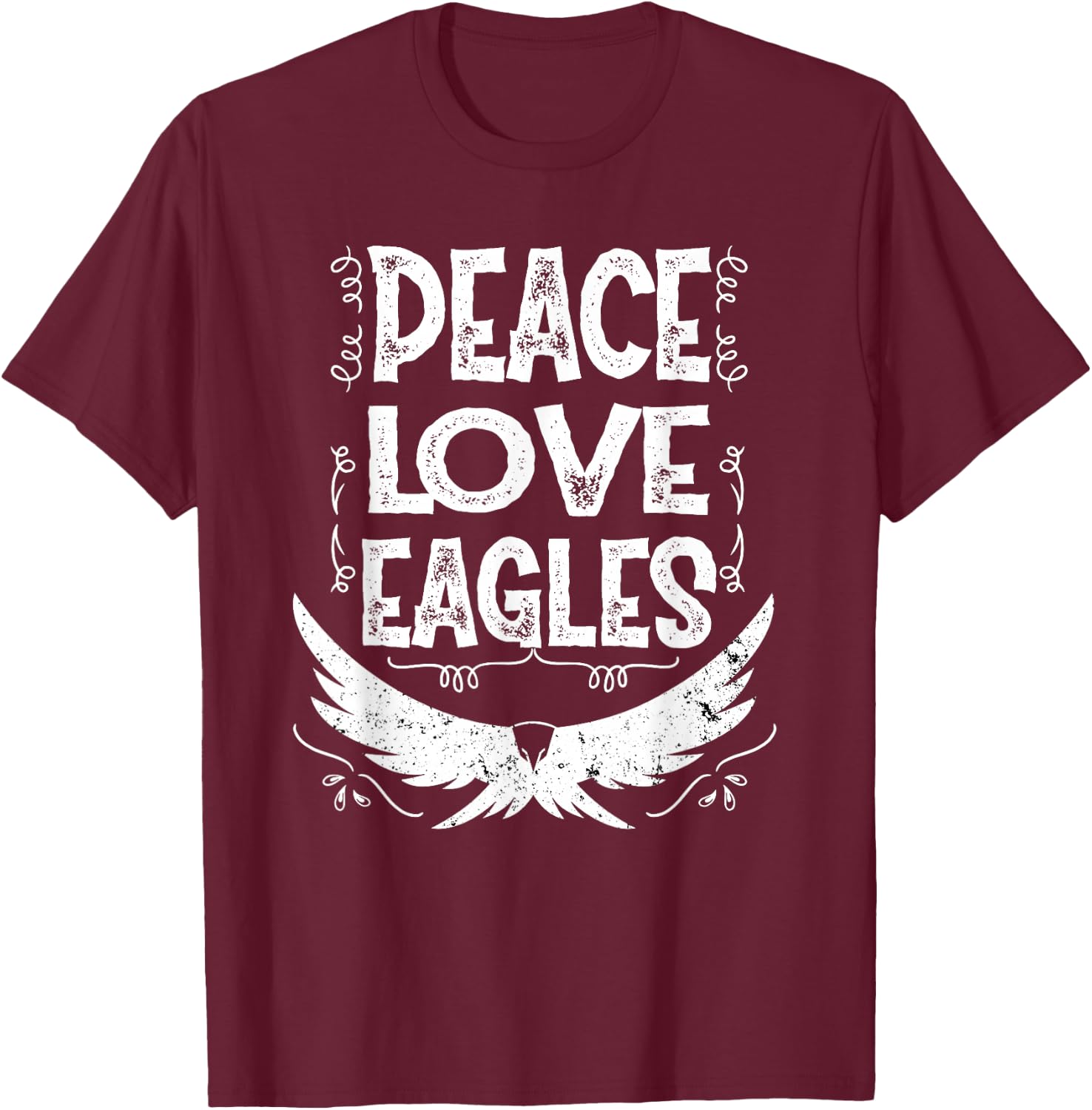 Peace Love Eagles Gift Bald Eagle T-Shirt - T-Shirt | Maroon