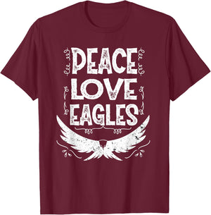 Peace Love Eagles Gift Bald Eagle T-Shirt - T-Shirt | Maroon