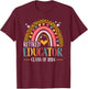 Retired Educator Class Of 2024 Leopard Rainbow T-Shirt - T-Shirt | Maroon