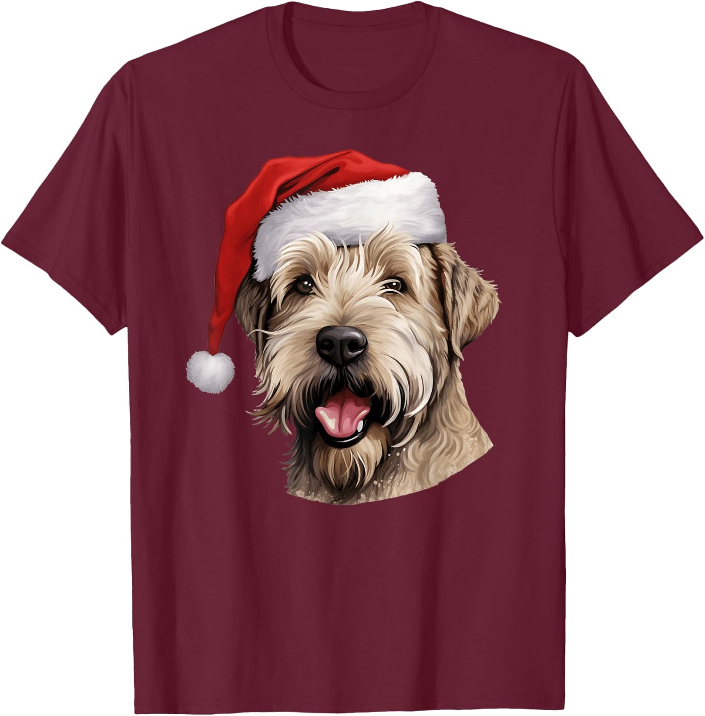 Wheaten Terrier Santa Hat Christmas Sweater Xmas Pet Dogs T-Shirt - T-Shirt | Maroon