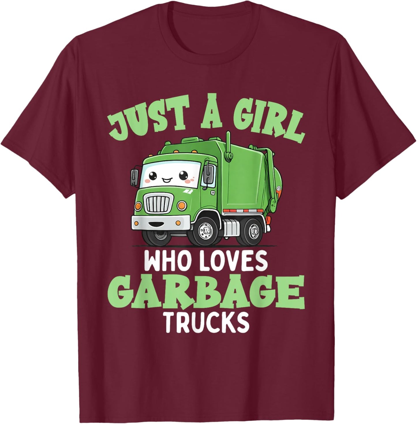 Kids A Girl Who Loves Garbage Trucks Birthday Party Toddlers T-Shirt - T-Shirt | Maroon