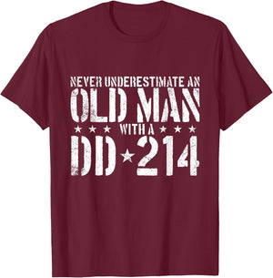 Never Underestimate an Old Man with A DD-214 Alumni T-Shirt - T-Shirt | Maroon