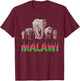 Malawi Pride "Big Five" Wildlife Design for Malawi Fans T-Shirt - T-Shirt | Maroon