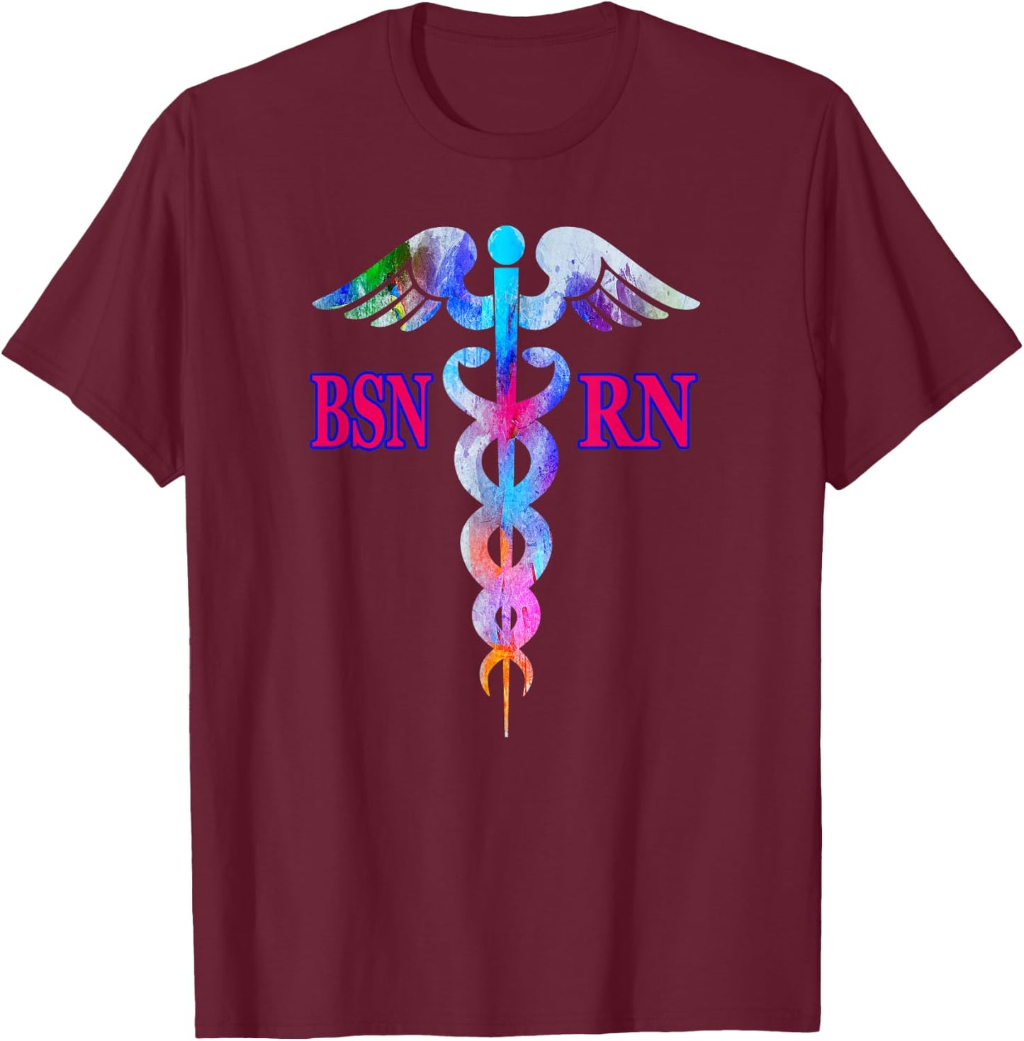 BSN Registered Nurse RN Caduceus Nursing Emblem Graphic Gift T-Shirt - T-Shirt | Maroon