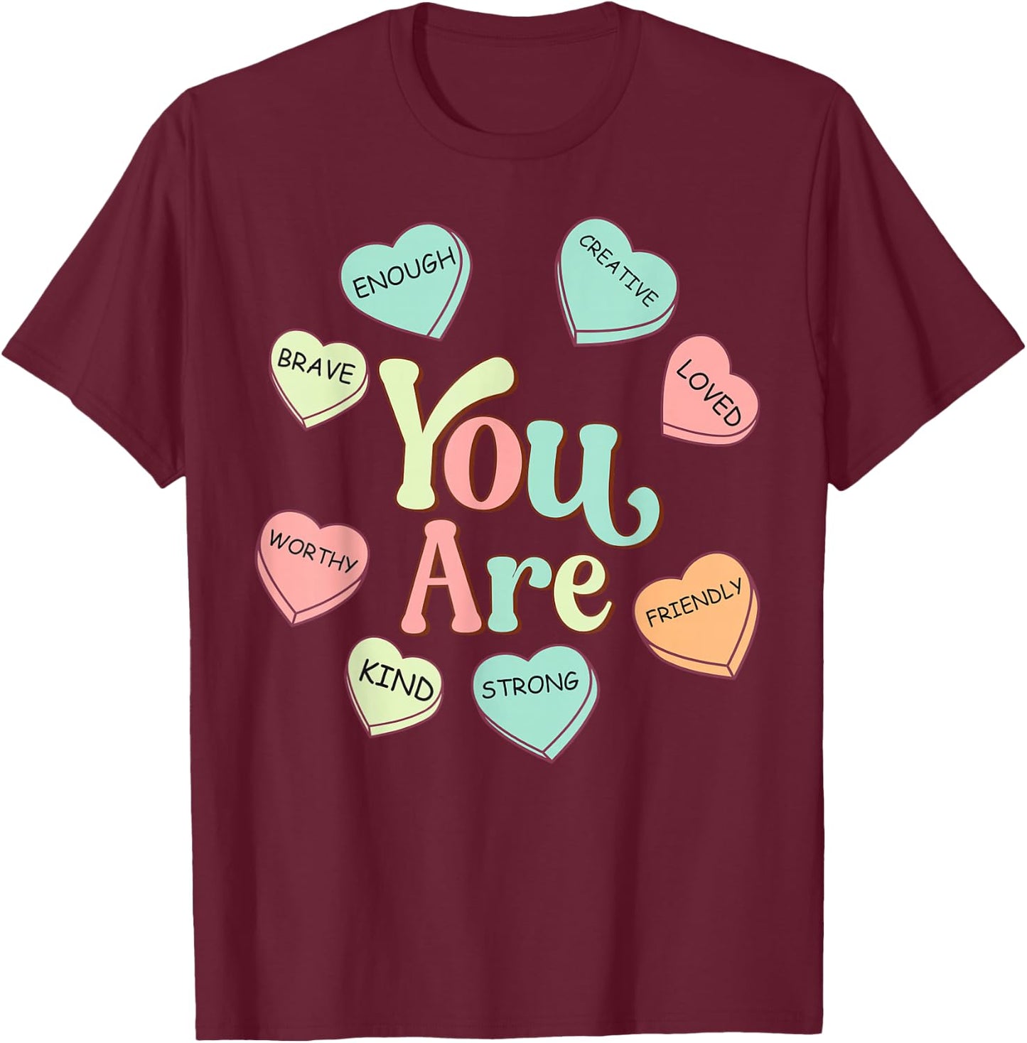 Retro Teacher Valentines Day You Are Cute Heart Cupid T-Shirt - T-Shirt | Maroon