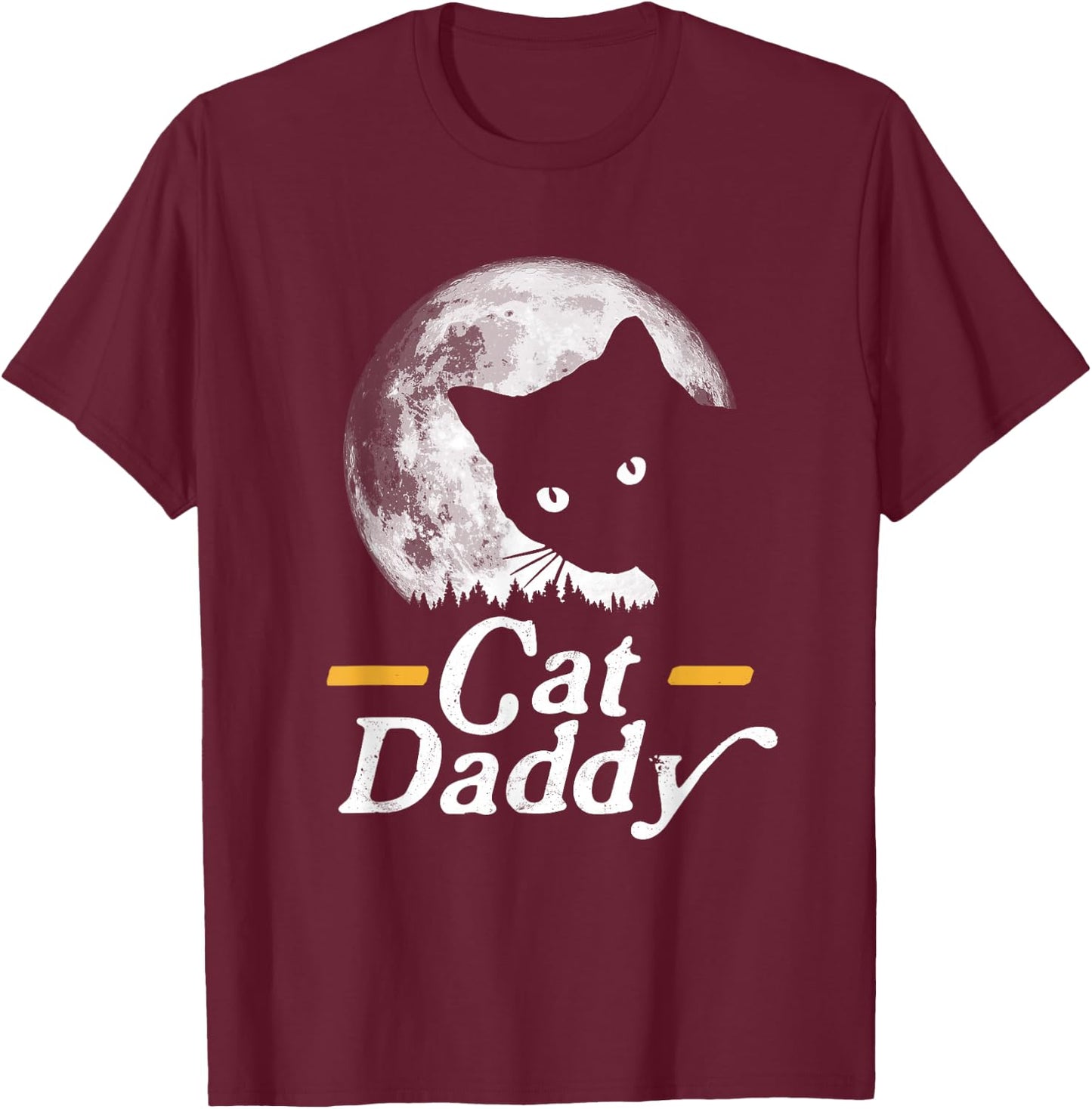 Cat Daddy Vintage Eighties Style Cat Retro Full Moon T-Shirt - T-Shirt | Maroon