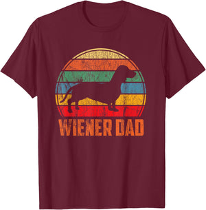 Wiener Dog Dad - Funny Dachshund Gift - Cute Weiner Dog T-Shirt - T-Shirt | Maroon