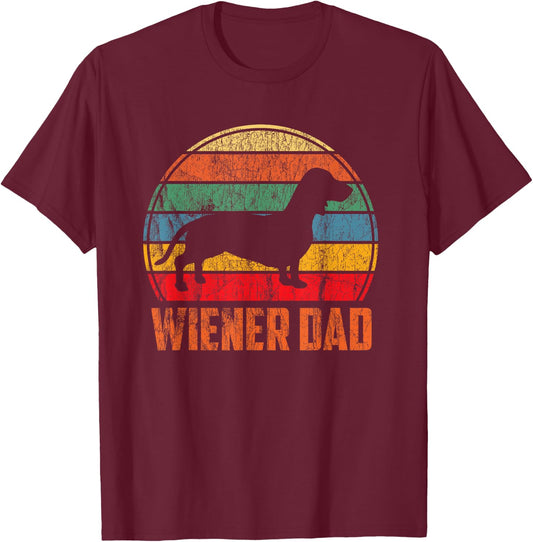 Wiener Dog Dad - Funny Dachshund Gift - Cute Weiner Dog T-Shirt - T-Shirt | Maroon