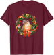 Green Cheek Conure Parrot Christmas Wreath T-Shirt - T-Shirt | Maroon