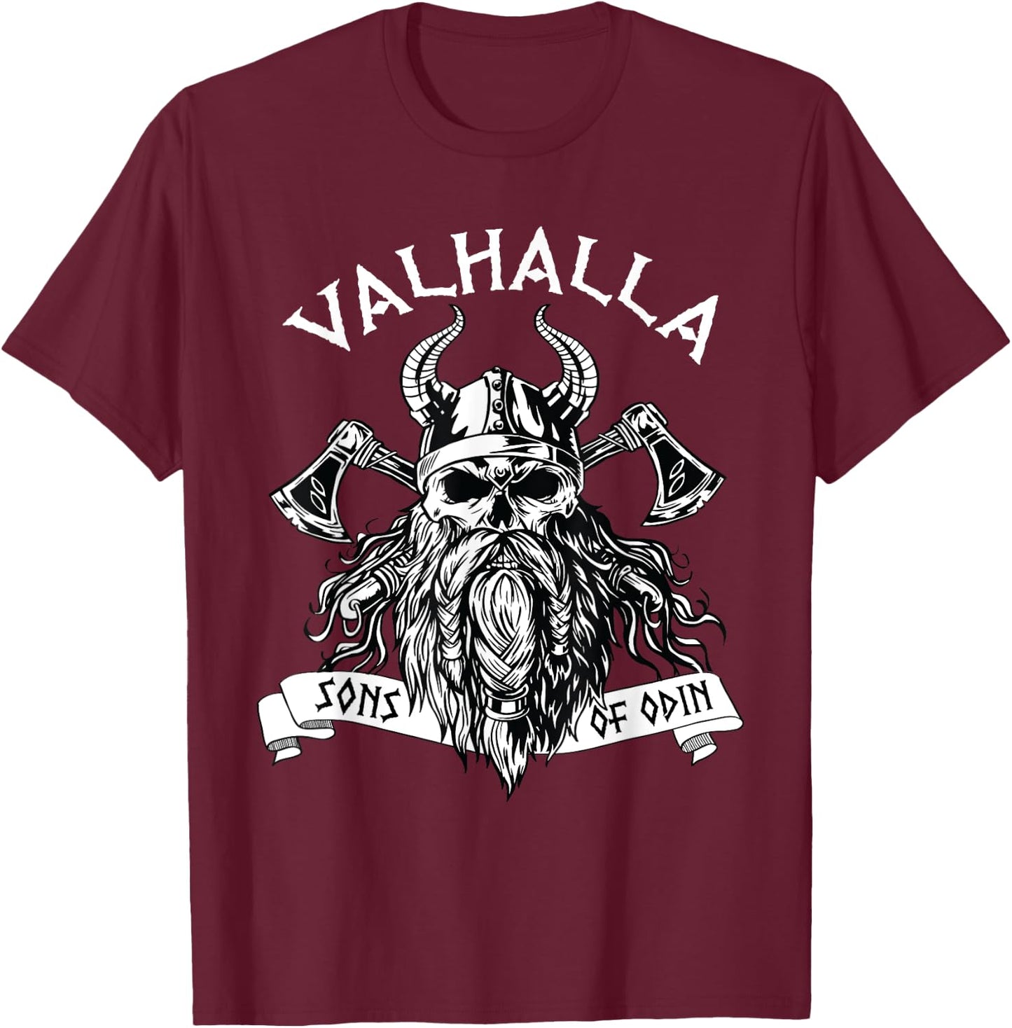 Viking Valhalla Sons Of Odin Norse Nordish Thor Mythology T-Shirt - T-Shirt | Maroon