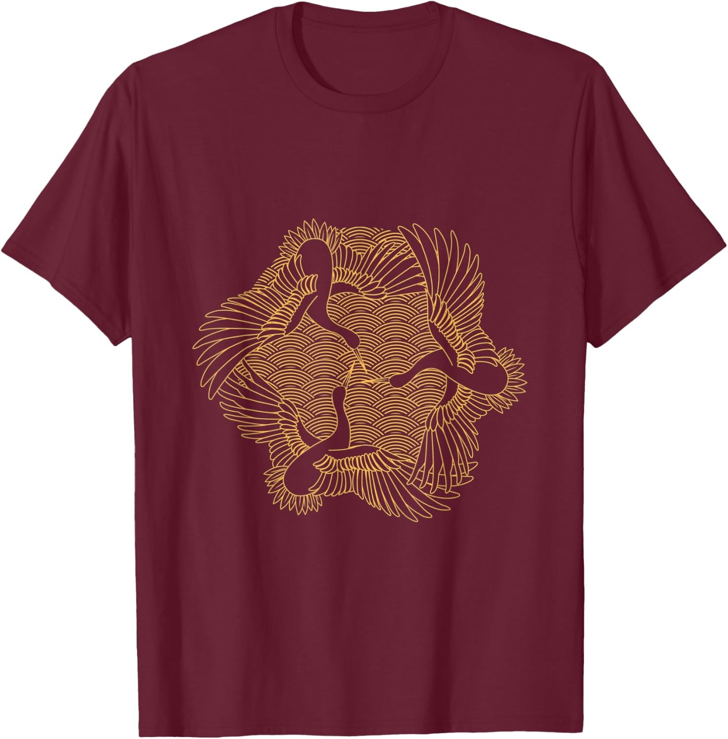 Common Crane Bird Cute Animal Nature Birdie Lover Origami T-Shirt - T-Shirt | Maroon