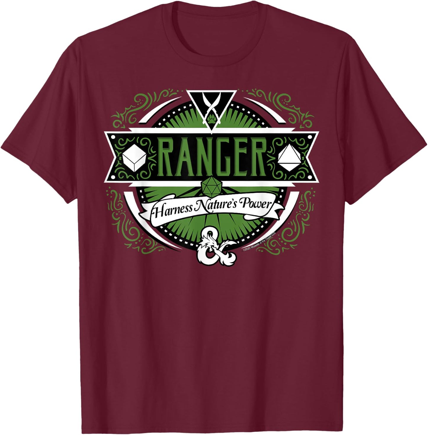 Dungeons & Dragons Ranger Harness Nature's Power Logo T-Shirt - T-Shirt | Maroon