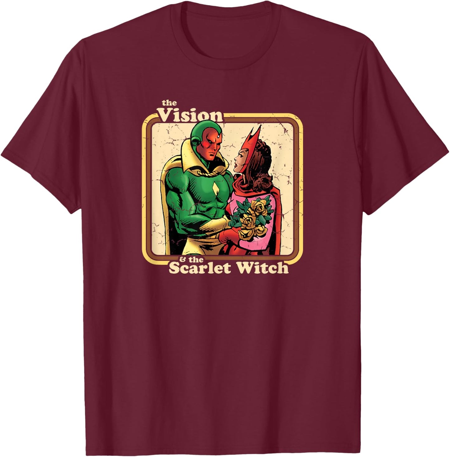 Marvel The Vision and The Scarlet Witch Retro Comic T-Shirt - T-Shirt | Maroon